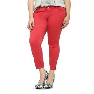 Torrid Stiletto Cropped Skinny Jeans Red Poppy Stretch Denim Zipper Ankle 14 R